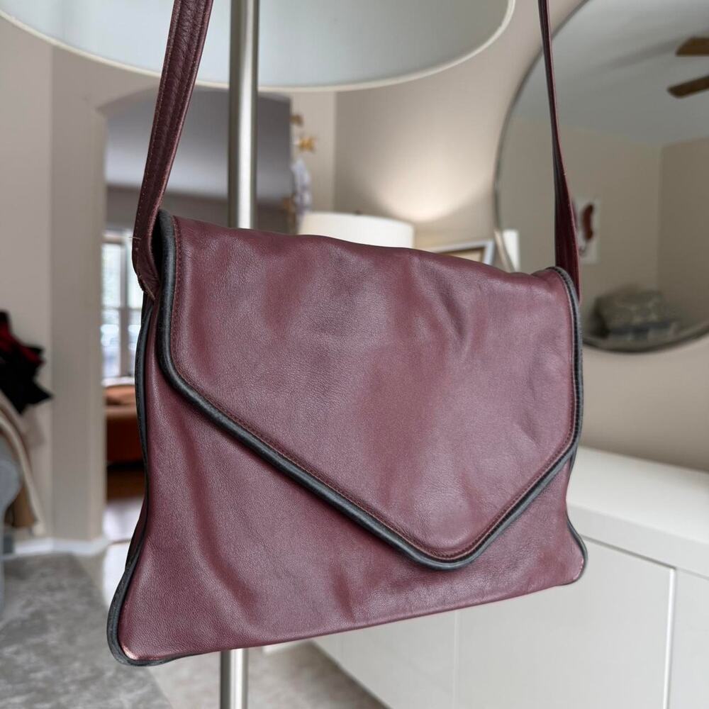 Vintage Leather Crossbody Burgundy Envelope Bag